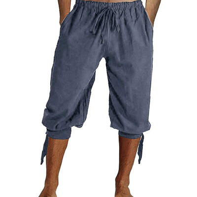 

Mens Casual Baggy Harem Pants Cotton Wide Leg Loose Cropped Trousers Plus Size