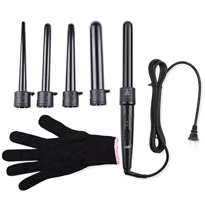 

DODO Pro Salon 5-in-1 Interchangeable Hair Curling Iron Multi-size Roller Heat Resistant Glove Set