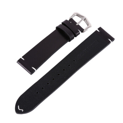 

Man Women Handmade Leather Wrist Watch Band Strap Belt Silver Polished Buckle
