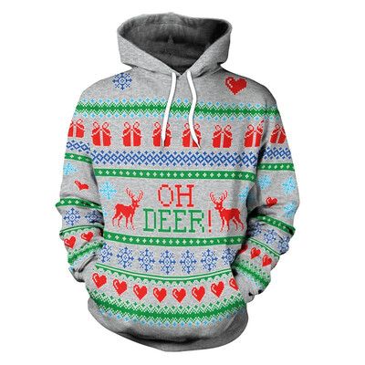 

Adult Santa Elf Anime Cosplay Sweater Unisex Christmas Costume Hooded Long Sleeve Pullover Tops Funny Printed Sweatshirt Clothes