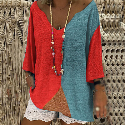 

Fashion Women 34 Sleeve Casual T-Shirt Summer Loose Pullover Tops Blouse M2XL