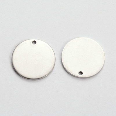 

Unfading Stainless Steel Blank Stamping Tag Pendants Flat Round Stainless Steel Color 15x1mm Hole 1mm
