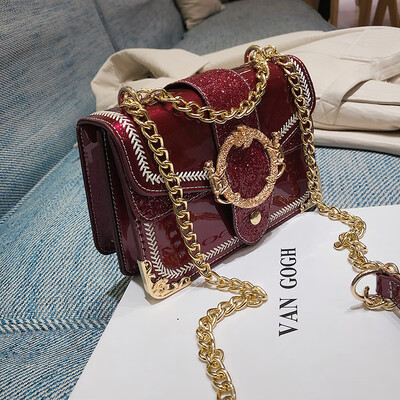 

Ins Advanced Sense of Western Style Small Bag New Korean Lacquer Casual Chain Small Bag 2019 Messenger Bag Womens Bag