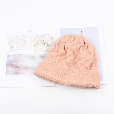 

Women Thick Twist Thread Knitted Bonnet Beanies Hat Candy Color Ribbed Autumn Winter Baggy Crochet Cap Warm Skullies Headwear