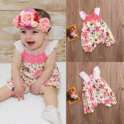 

Newborn Baby Girl Floral Romper Jumpsuit Bodysuit Clothes Outfit Summer