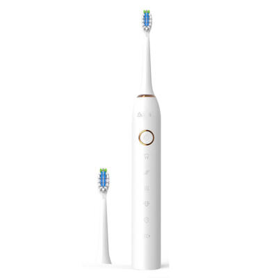 

USB Rechargeable Sonic Electric Toothbrush With 2Pcs Replaceable Brush Heads Waterproof Automatic Teeth Tooth Brush