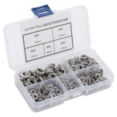 

Greensen 700pcs M3-M8 Combination Box Stainless Steel 304 External Toothed Washer Kit