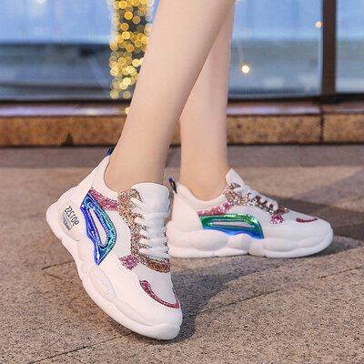 

Colorful&shiny small white-white shoes women summer&autumn casual sports running screen breathable ins