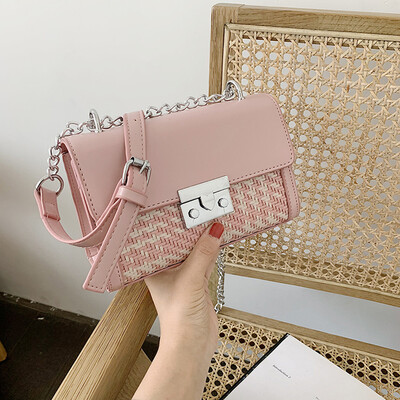 

Tailored Womens Fashion Retro Woven Shoulder Bag Solid Color Handbag Woven Bag Beach Bag