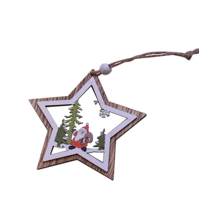 

〖Follure〗1PC New Christmas Tree Ornaments Hanging Xmas Tree Party Decor 3D Wooden Pendant