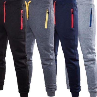 

Men Male Pants Trousers Casual Jeans Pencil Drawstring Zipper Pocket Clothing