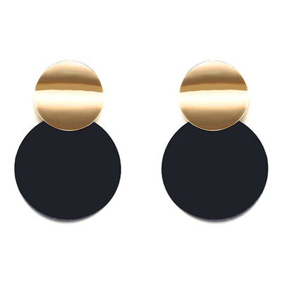 

Fashion Big Hoop Earrings For Women Gold Color Black & Gold Acrylic Circles Round Pendant Hoop Earring Ear Jewelry