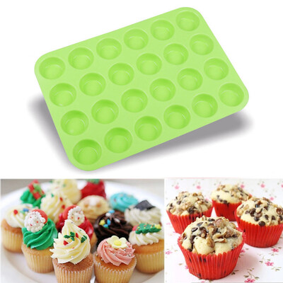 

Siaonvr 24 Cavity Mini Muffin Silicone Soap Cookies Cupcake Bakeware Pan Tray Mould