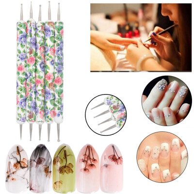 

Toponeto 5PCS 2WayCrystal Dotting Manicure Tools Painting Dot Pen Nail Art Paint Set New