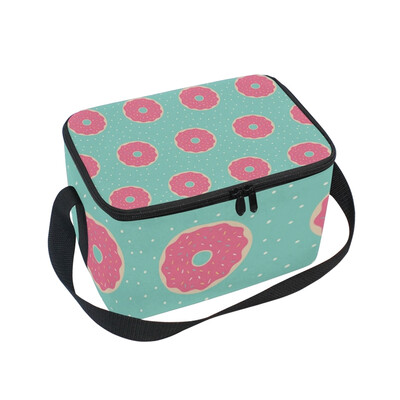 

ALAZA Lunch Box Insulated Pink Doughnut Lunch Bag Large Cooler Tote Bagfor Men Women