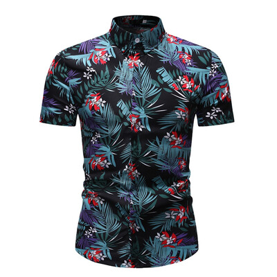 

Tailored Mens Summer New Style Hawaiian Printed Short-Sleeved Shirt Fashion Blouse Top