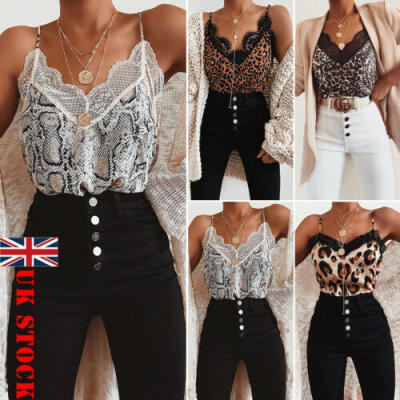 

UK Womens Lace Vest Tank Tops Cami Camisole Summer Strappy Top Blouse Shirt