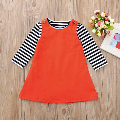

Newborn Baby Girls Long Sleeves Stripe Romper Dress Set Kids Clothes Outfit