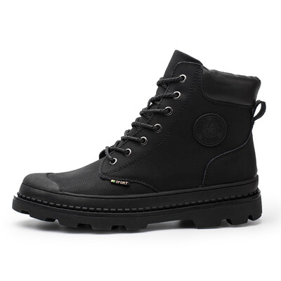

Martin boots mens tide boots snow boots winter mens shoes short boots leather high to help cotton shoes thick bottom warm plus velvet cotton boots
