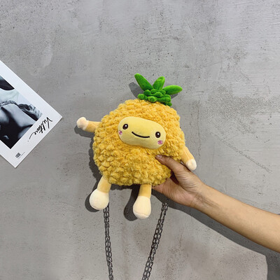 

Tailored Women Cartoon Fruit Plush Messenger Bag Fur Chain Bags Cute Fluffy Sling Bag