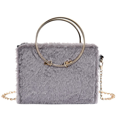 

Women Solid Color Hairy Shoulder Bag Fashion Ladies Plush Messenger Bags Brand Designer Chain Square Crossbody Bag Tote YJ