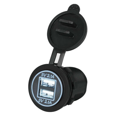 

1pc Car Cigarette Lighter Socket LED 21A Dual USB Charger Power Outlet 12V24V