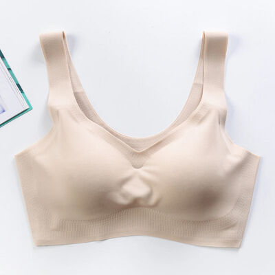 

2019 Sexy Bra With Pads Vest Tops Rimless Bras Seamless Push Up Bra Plus Size  Underwear Wireless Bra Blackwhitenude