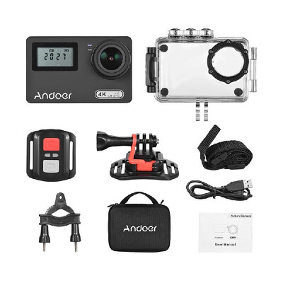 

Andoer AN300 4K WiFi 16MP Action Sports Camera Novatek 96660 Dual Display 2" Rotary LCD 170° Wide Angle 30m Waterproof with Remot