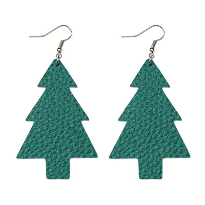 

Christmas Double-sided Artificial Leather Earrings Teardrop Xmas Tree Dangle