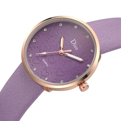 

RM Fashion Lady Frosted Dial Heart Shape Pattern Leather Belt Watch Quartz Watch