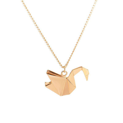 

Crane Hollowed Out Origami Pendants Clavicle Delicate Cute Necklace Women harajuku Simple Jewelry Gift collares Fashion