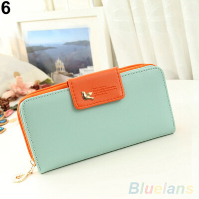 

Womens Zipper Faux Leather Card Phone Holder Clutch Wallet Long Purse Handbag