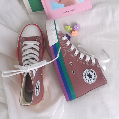 

Canvas shoes female students 100 Korean version of students 2019 new Xia Hyun Yafeng network celebrity high gang inss super hot sh