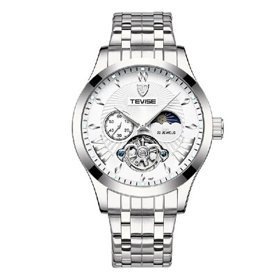 

TEVISE T857 Automatic Watch Mechanical Wristwatch Self-Wind Waterproof Wrist Watches Sun Moon Phase Display for Men