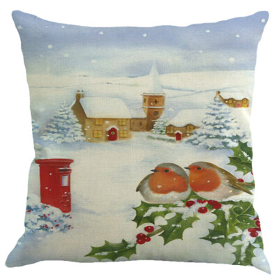 

〖Follure〗Christmas Cotton Linen Sofa Car Home Waist Cushion Cover Throw Pillow Case A