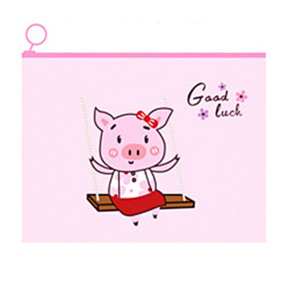 

Cute Pink Pig Pencil Case Transparent Pencil Case Creative Stationery School Supplies Ring Zipper Pouch Girls Gift