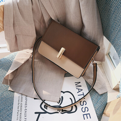 

Qiao Bani 2019 new Korean fashion Dongdaemun simple contrast color flip bag wild single shoulder diagonal female bag