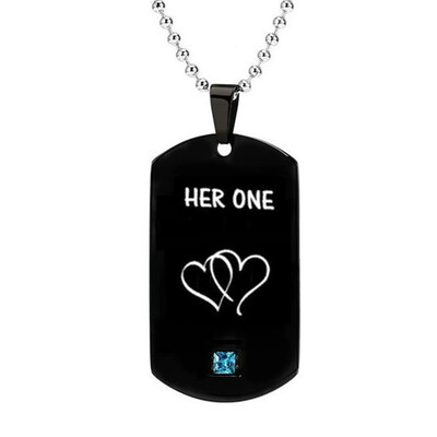 

1 Pc his only hers oneCouple Necklaces Lovers Black Titanium Steel Tag Pendant Necklace Cool Couple Fashion Necklace