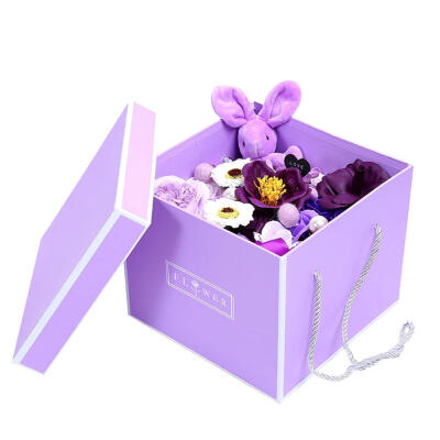 

Rose Petal Flower Bath Body Scented Soap with Handle Box Valentine Day Gift