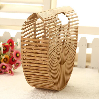 

2018 Fashion Bamboo Handbags Women Wood Top Handle Bags Female Causal Totes Small Hollow Summer Beach Bags for Ladies And Mori Gir
