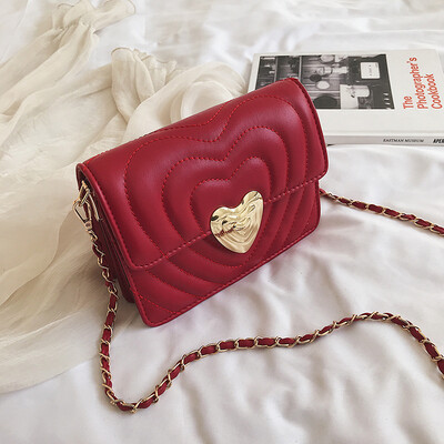 

Ins advanced sense of foreign style heart-shaped small square bag womens new 2019 Korean version of love chain shoulder Messenger