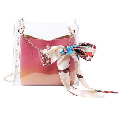 

2pcs Women Transparent Shoulder Bag PVC Jelly Ladies Messenger Casual Bags