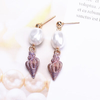 

EK693 Boho Vintage Natural Shell Drop Earrings For Women Beach Small Conch Pearl Drop Earring Wedding Jewelry Accessories