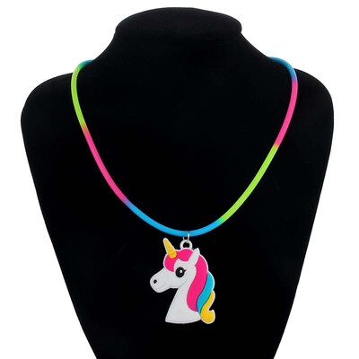 

Cute Unicorn Necklace Rainbow Silicone Girls PVC Pendant Rubber Kids Gift Great