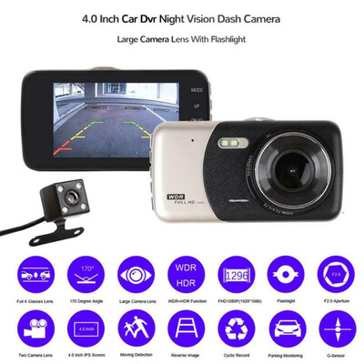 

4 1080P HD IPS Dual Lens Driving DVR Recorder Front Rear Camera Parts Set Kit