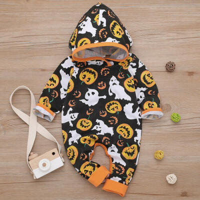 

Toddler Baby Boys Long Sleeve Halloween Hooded Romper Bodysuit Jumpsuit Outfits