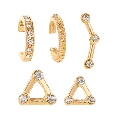 

Women Crystal Star Moon Dangle Drop Ear Cuff Clip Stud Earrings Set Jewelry
