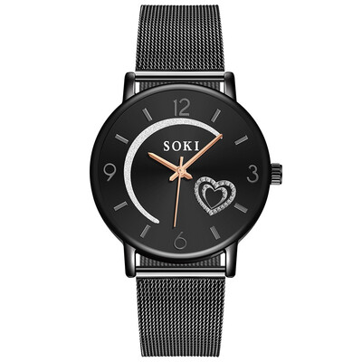 

RM Womens Casual Stainless Steel Mesh Belt Watch Simple Dial Quartz Watch