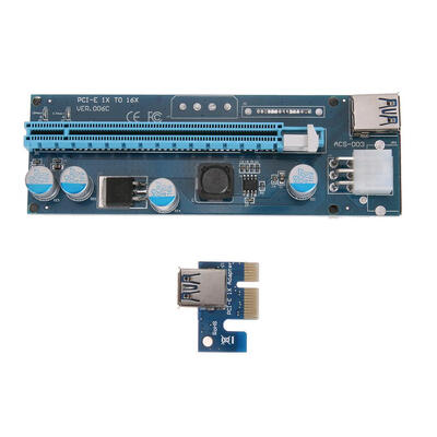 

PCI-E 1X to 16X Riser Card Extender Adapter USB30 Cable 15Pin-6Pin Cable