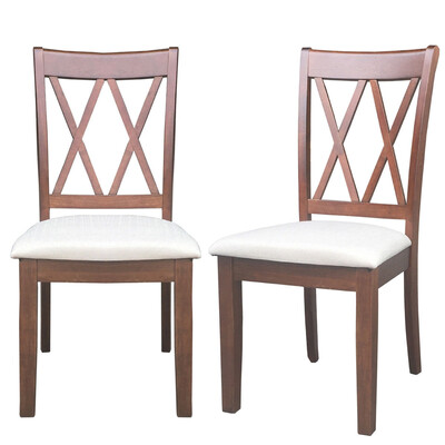 

Set of 2 Armless High Back Fabric Upholstered Dining Chairs-Walnut